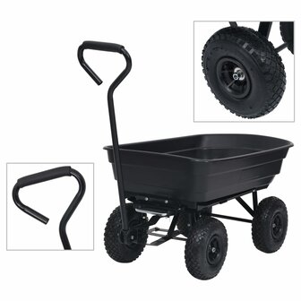 Tuinkiepwagen 300 kg 75 L zwart