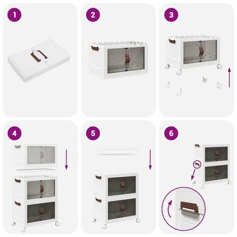 Opbergbox stapelbaar met wielen 2-laags 75 L 64x40x76 cm