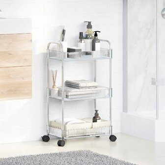 Opbergtrolley 3-laags 37x28x68 cm acryl transparant