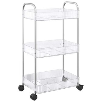 Opbergtrolley 3-laags 37x28x68 cm acryl transparant