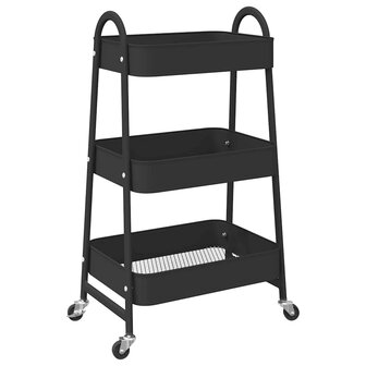 Opbergtrolley 3-laags 42x41,5x77 cm staal zwart