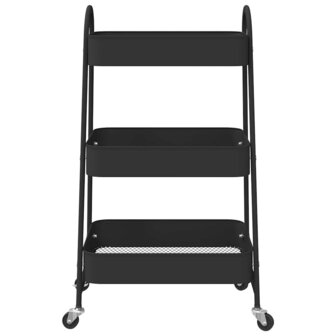 Opbergtrolley 3-laags 42x41,5x77 cm staal zwart