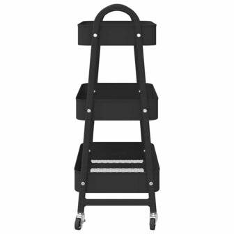 Opbergtrolley 3-laags 42x41,5x77 cm staal zwart