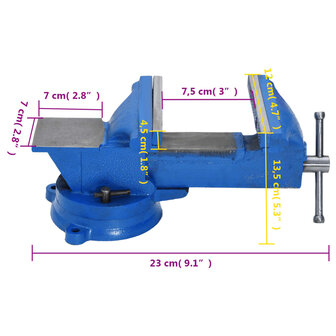 Bankschroef 100 mm gietijzer blauw