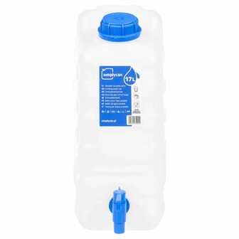 Watertank met kraan 15 L kunststof transparant
