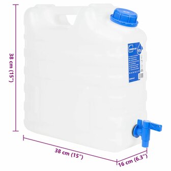 Watertank met kraan 15 L kunststof transparant