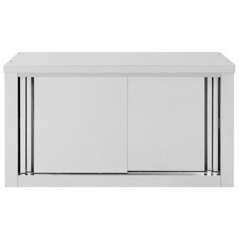 Keukenwandkast met schuifdeuren 90x40x50 cm roestvrij staal