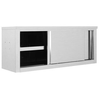 Keukenwandkast met schuifdeuren 120x40x50 cm roestvrij staal