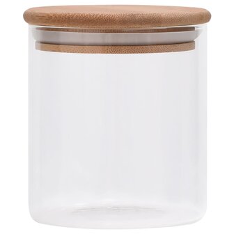 Opbergpotten met bamboe deksel 6 st 600 ml glas