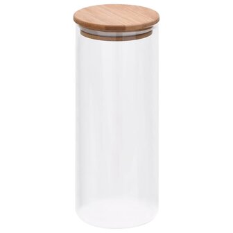 Opbergpotten met bamboe deksel 6 st 1000 ml glas
