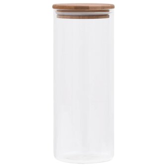 Opbergpotten met bamboe deksel 6 st 1000 ml glas