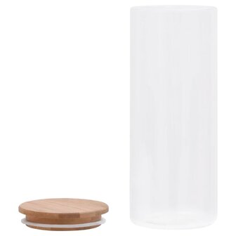Opbergpotten met bamboe deksel 6 st 1000 ml glas