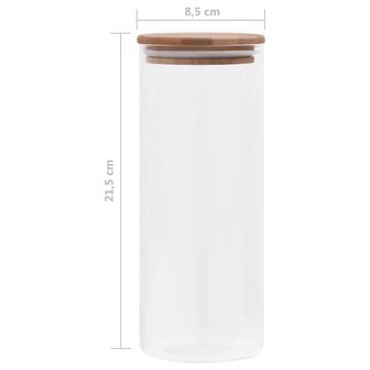 Opbergpotten met bamboe deksel 6 st 1000 ml glas