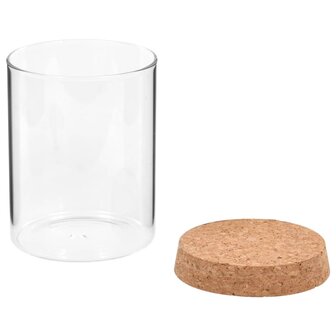 Opbergpotten met kurken deksel 6 st 650 ml glas