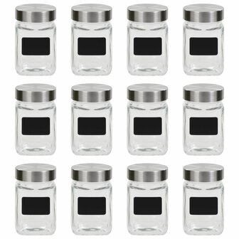 Opbergpotten met stickers 12 st 300 ml