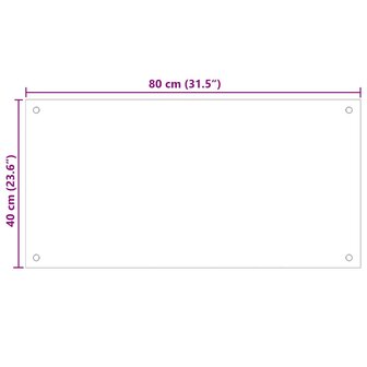 Spatscherm keuken 80x40 cm gehard glas wit