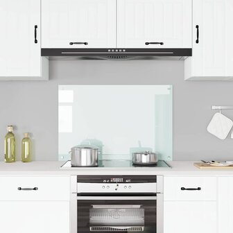 Spatscherm keuken 90x60 cm gehard glas wit