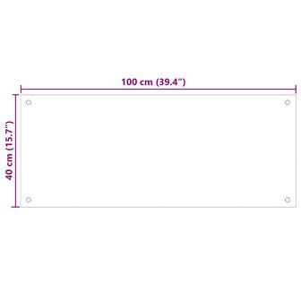Spatscherm keuken 100x40 cm gehard glas transparant