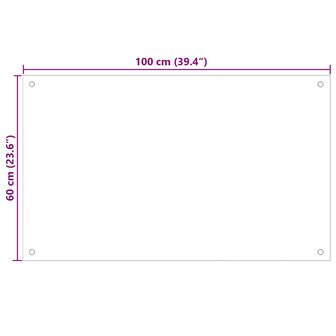 Spatscherm keuken 100x60 cm gehard glas transparant