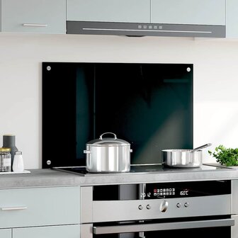 Spatscherm keuken 80x50 cm gehard glas zwart