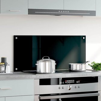 Spatscherm keuken 90x40 cm gehard glas zwart