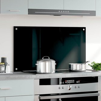 Spatscherm keuken 90x50 cm gehard glas zwart