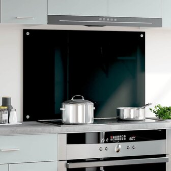 Spatscherm keuken 90x60 cm gehard glas zwart