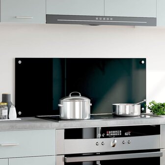 Spatscherm keuken 100x40 cm gehard glas zwart