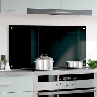 Spatscherm keuken 100x50 cm gehard glas zwart