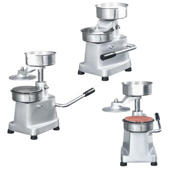 Hamburgerpersmachine met 500 scheidingsbladen 10 cm aluminium