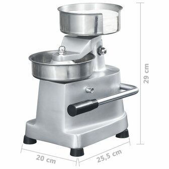 Hamburgerpersmachine met 500 scheidingsbladen 10 cm aluminium