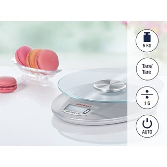 Keukenweegschaal Roma digitaal 5 kg zilverkleurig
