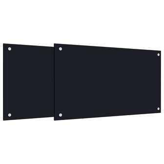 Spatschermen keuken 2 st 70x60 cm gehard glas zwart