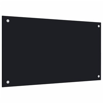 Spatschermen keuken 2 st 70x60 cm gehard glas zwart