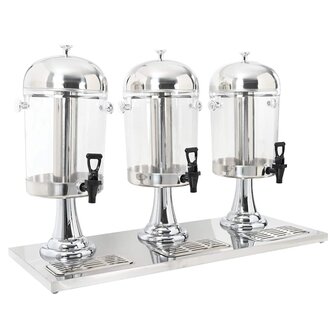 Drievoudige sapdispenser roestvrij staal 3x8 L