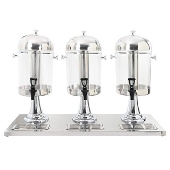 Drievoudige sapdispenser roestvrij staal 3x8 L