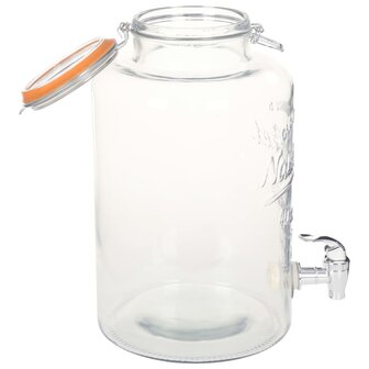 Waterdispenser XXL met kraan 8 L glas transparant