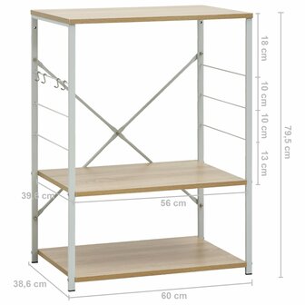 Magnetronkast 60x39,6x79,5 cm bewerkt hout wit en eikenkleurig