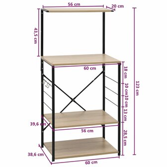 Magnetronkast 60x39,6x123 cm bewerkt hout zwart en eikenkleurig