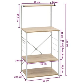 Magnetronkast 60x39,6x123 cm bewerkt hout wit en eikenkleurig