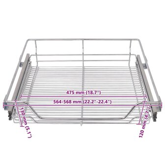 Draadmanden uittrekbaar 2 st 600 mm zilverkleurig