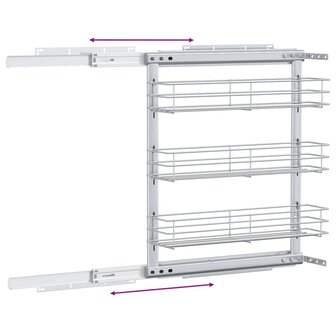 Draadmand uittrekbaar 3-laags 47x15,5x55,5 cm zilverkleurig