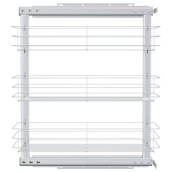Draadmand keuken uittrekbaar 3-laags 47x25x56 cm zilverkleurig