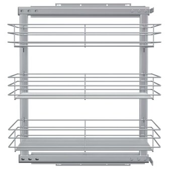 Draadmand keuken uittrekbaar 3-laags 47x35x56 cm zilverkleurig