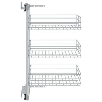 Draadmand keuken uittrekbaar 3-laags 47x35x56 cm zilverkleurig