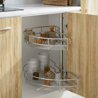 Draadmand keuken 2-laags 180 graden 75x38x80 cm zilverkleurig