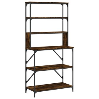 Bakkersrek 6-laags 90x40x180 cm bewerkt hout gerookt eikenkleur