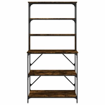 Bakkersrek 6-laags 90x40x180 cm bewerkt hout gerookt eikenkleur