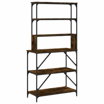 Bakkersrek 6-laags 90x40x180 cm bewerkt hout gerookt eikenkleur