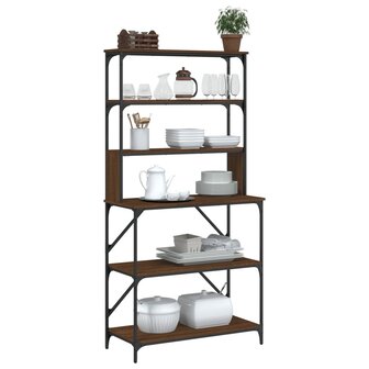 Bakkersrek 6-laags 90x40x180 cm bewerkt hout bruin eikenkleur